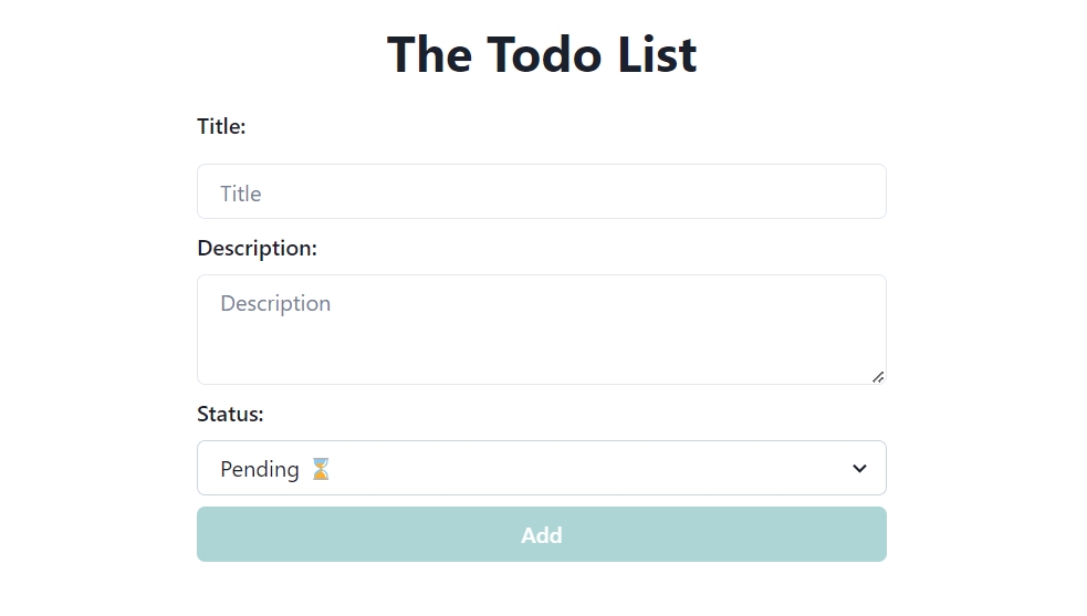 The homepage for todo list site